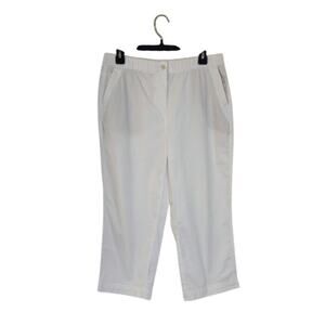 Chico's Cropped Pants Women Size Med/8 White Semi Sheer Swim Cover Up Vacation